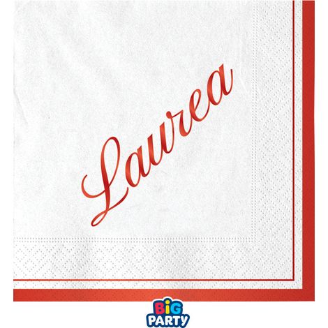Big Party Tovaglioli Carta Laurea 25 x 25 Cm Cf 16 Pz Bianco Rosso