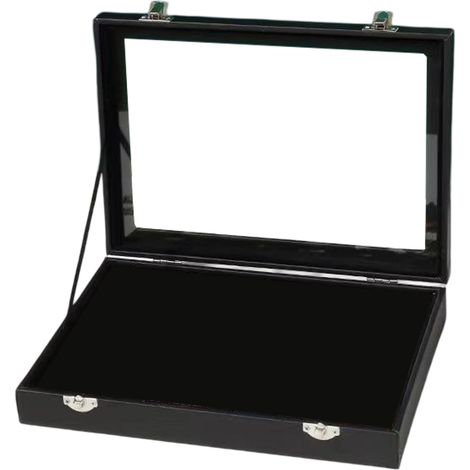 Boîte de présentation pour bagues en verre velours noir - plateau de rangement - présentoir moyen
