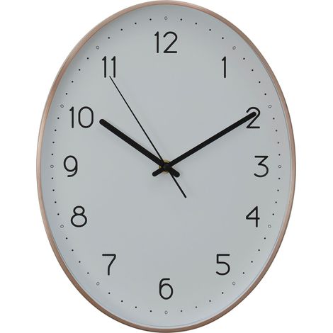 Premier Housewares Wall Clock Copper / Black Finish Frame Clocks For Living Room / Bedroom / Contemporary Style Oval Shaped Design Metal Clocks For Hallways 4 x 35 x 27 (1/3)