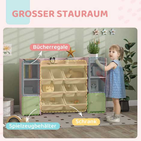 Étagère de rangement pour enfants, idéale pour ranger jouets et livres, avec 8 boîtes amovibles, rose. (1/5)