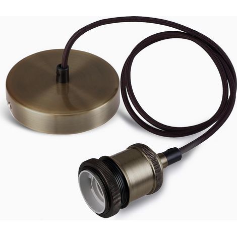 Suspension métal bronze E27 – câble 100 cm – support plafond – cuisine/salon/chambre (1/4)