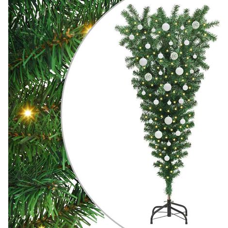Albero di Natale artificiale pre-illuminato rovesciato con set di palline vidaXL (1/5)