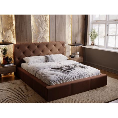 Lit rembourré avec rangement 120x200 velours marron Milano (1/5)