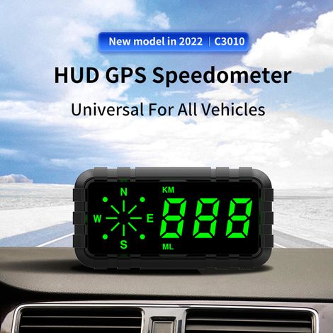 Affichage tête haute de voiture GPS compteur de vitesse numérique boussole avec support LED de 4,2 pouces alarme de survitesse rappel de fatigue de conduite détection de lumière pour camion SUV moto