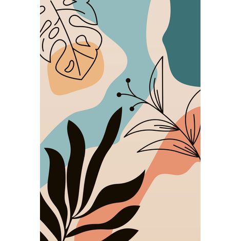 Papier peint panoramique - Feuilles Boho - 170 cm x 255 cm (1/2)