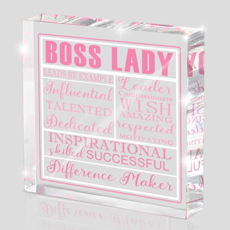 Cadeau pour patronne femme, plaque décorative en acrylique rose, cadeau de bureau avec citations inspirantes pour leaders, décoration de bureau rose en acrylique pour patronne (1/5)