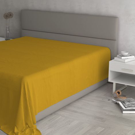 Lenzuolo sopra “Max Color” 100% Cotone, Senape, Matrimoniale Maxi (1/4)