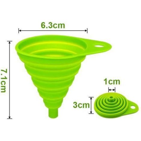 Entonnoir - Silicone Alimentaire - Pliable - Pour Transfert Liquide Cuisine Bouteille Eau - Lot de 3 (1/4)