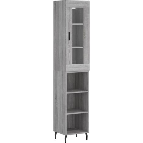 Buffet bahut commode armoire meuble de rangement organisateur cuisine salle de séjour salon haut sonoma 34,5 x 34 x 180 cm bois d'ingénierie gris
