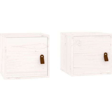 Lot de 2 Armoires murales Salon,Meuble bas de Rangement,Meuble TV Blanc 31,5x30x30 cm Bois de pin massif -60966 (1/5)