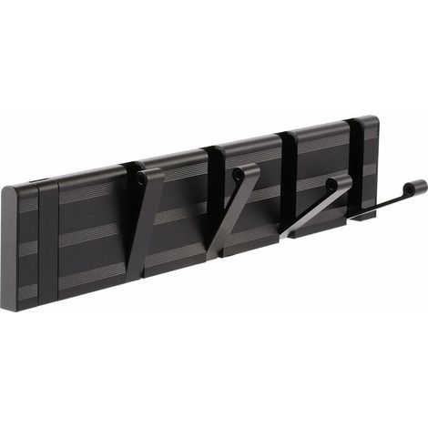 Porte Manteau Mural Pliant, Noir Patere Murale Intensif avec 5 Crochets, Patere Porte Manteau Modernes en Métal pour Salle de Bain, Chambre, Entrée (1/5)
