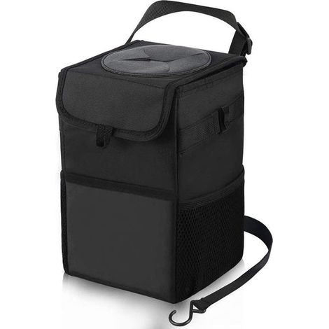 Cubo de basura impermeable para coche, incluye bolsas de basura con tapa y 3 bolsas de almacenamiento. (1/5)