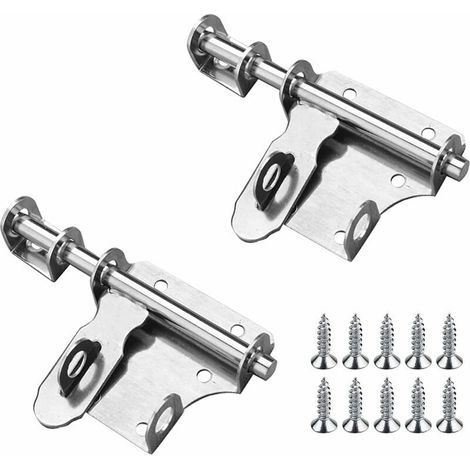 2 Pièce Verrou de Porte Coulissante, Verrou Loquet en Acier Inoxydable Épaissie Solide avec Trou pour Cadenas, Loquets de Porte de Sécurité pour Cuisine, Jardin, Chambre, Armoire, 6 pouces - Argent (1/5)