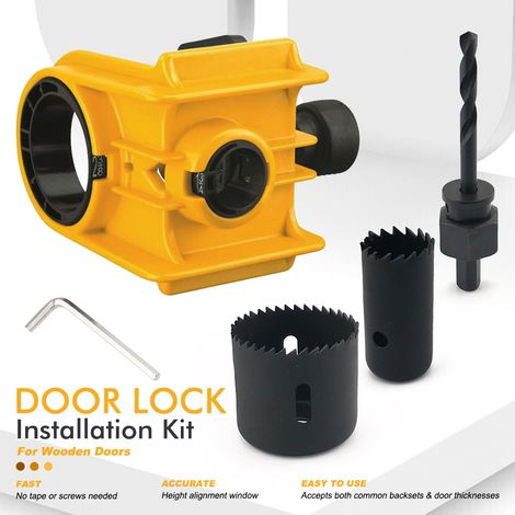 Perçoir pour Verrou Sphérique – Pour Portes en Bois, Outil de Perçage – Jaune – Alovez (1/5)