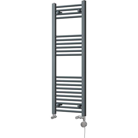 Zennor - Anthracite Dual Fuel Towel Rail H1200mm x W400mm Thermostatic - Straight (1/3)
