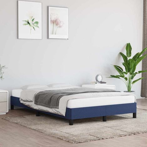 Cadre de lit 120 x 190 cm avec sommier à lattes en tissu bleu, 21.21kg - PANGIVO (1/5)