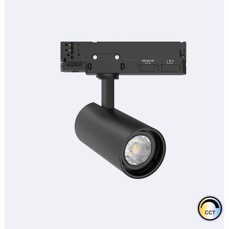 Foco Carril LED Trifásico 20W Fasano CCT Seleccionable Regulable Negro (2700K - 3200K - 4000K) Seleccionable