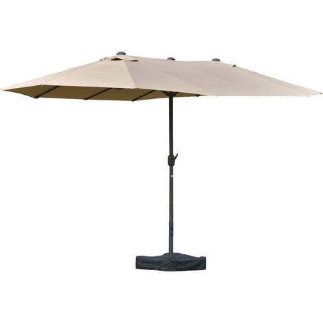 Ombrellone da Giardino Doppio 4,6x2,7m in Acciaio e Poliestere Khaki (1/5)