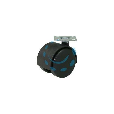 RUOTE DOPPIE IN NYLON CON PIASTRA - ø mm.50 piastra mm.38x38