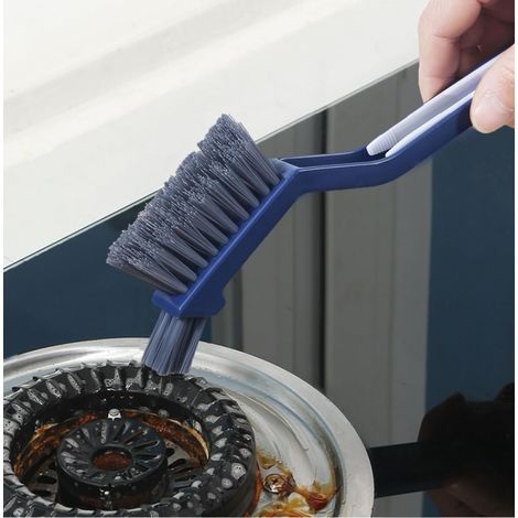 Lot de 2 brosses de nettoyage multifonctions avec poils durs pour maison, salle de bain, cuisine, fenêtre, baignoire, véhicule - Bleu (1/5)