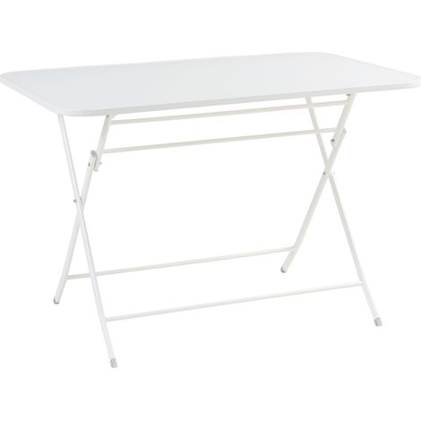 Tavolo da giardino pieghevole 110 x 70 x 71 cm acciaio laccato bianco 030011033