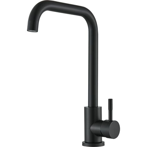 Robinet de cuisine robinet de cuisine noir en acier inoxydable, robinet de cuisine mitigeur rotatif à 360° cuisine avec bec haut, robinet d'évier raccords G3/8'', robinet de cuisine noir bec haut (1/5)