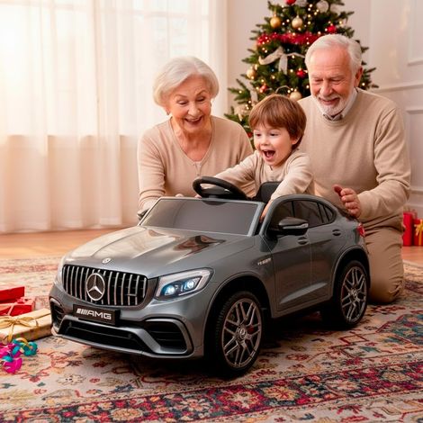 Auto Elettrica Bambini Mercedes-Benz AMG GLC63S Coupé 12V con Licenza Ufficiale Doppio Motore 35W Telecomando Parentale Cintura di Sicurezza Luci LED USB MP3 Porte Apribili 3–5 km/h - Colore: Grigio (1/5)