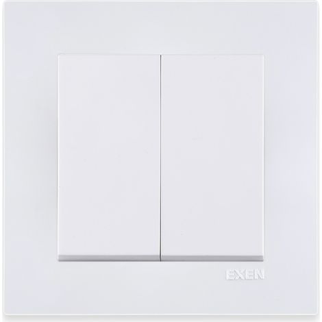 Interrupteur double blanc 10A 250V avec cadre simple Série Karell EXEN (1/2)