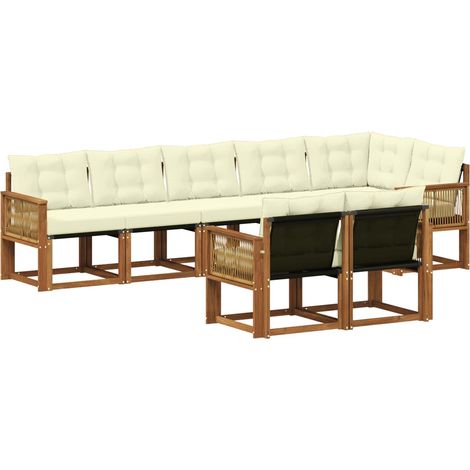 Set di divani da esterno con cuscino 8 pcs Naturale e Crema vidaXL (1/5)