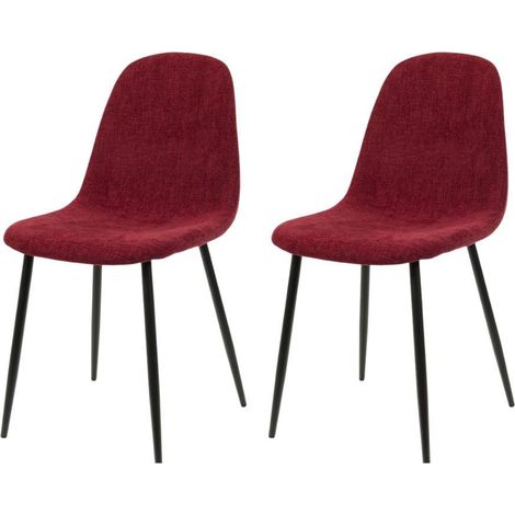Amadeus - Chaise de salle à manger en tissu framboise et métal Ariane (lot de 2) (1/3)