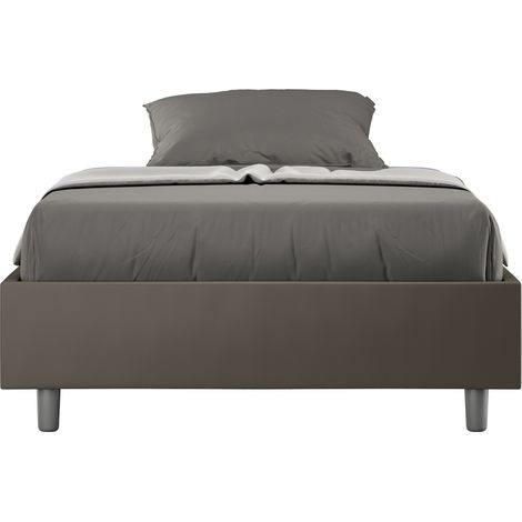 Cama contenedor 120x190 Sommier francés cuadrado y medio Azelia P Color: Marrón - Versión: Con caja de almacenaje (1/5)