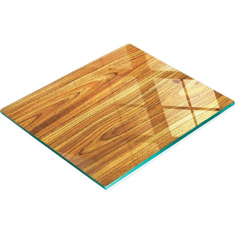 Tabla de cocina de vidrio templado con gr谩ficos decorativos, madera marr贸n, 60x52 cm (1/5)