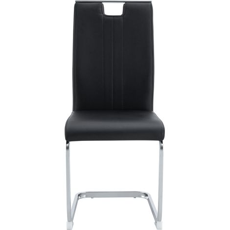 Chaise d'intérieur noire en PU au design incurvé - lot de 4, style moderne et minimaliste (1/5)