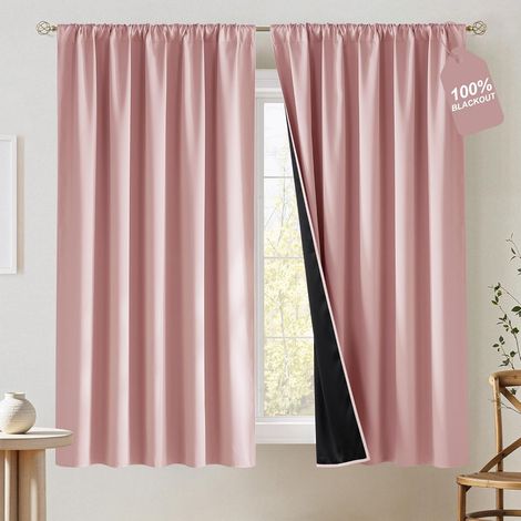 Lot de 2 Rideaux Occultants 132x160 cm - Isolation Anti-Froid, Déco Moderne pour Chambre (1/5)