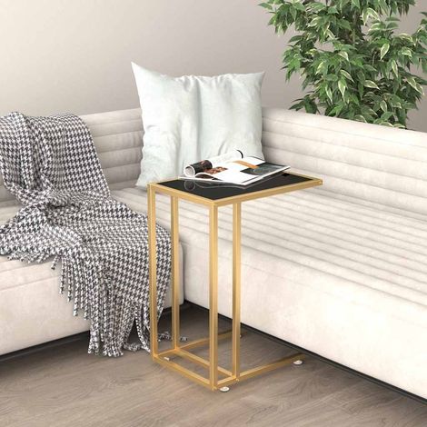 Table d'appoint pour ordinateur-Table basse-Table Salon Noir 50x35x65 cm Verre trempé 173391 (1/5)