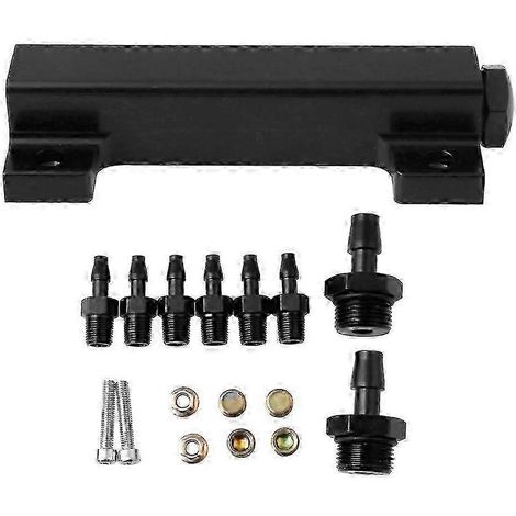 Hochwertiger Vakuum-Ansaugkrümmer, 6-Port-Ansaugkrümmer-Kit mit Kraftstoff-Blow-Off-Ventil und Turbolader, kompatibel mit 1/8 NPT. (1/5)