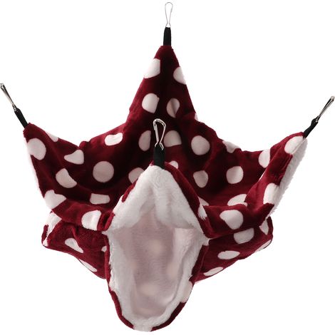 Hamac à 3 couches pour petits animaux, peluche douce et chaude, sacs de couchage pour écureuil, furet, écureuil, vin rouge (1/5)