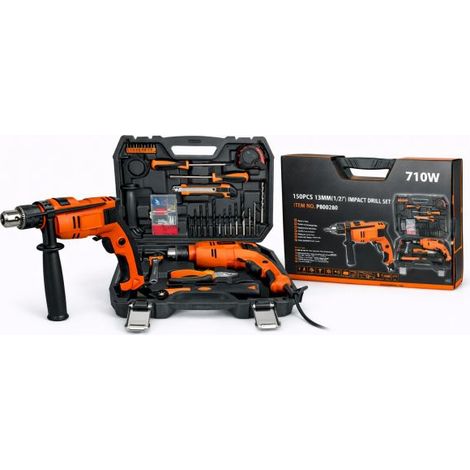 Trapano Avvitatore a Percussione 710W Velocità Regolabile Mandrino 13mm 150 ACC (1/5)