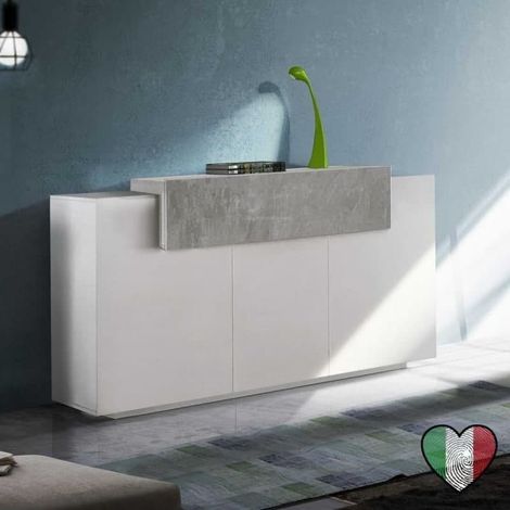 Credenza Moderna 3 ante 1 cassetto - Cemento - Corona (1/2)