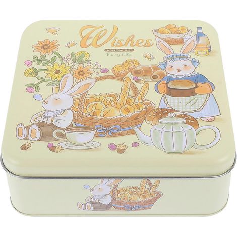Boîte carrée vide en fer-blanc, boîte à bonbons/biscuits décorative en métal, contenant de rangement pour cadeaux-17.00X17.00X6.00CM (1/4)
