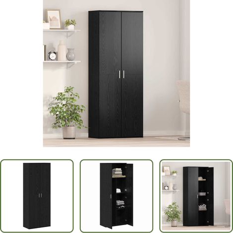 vidaXL Wohnzimmerregal -  Highboard Schwarz Eichen-Optik 70 x 33,5 x 180 cm Holzwerkstoff (1/5)