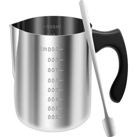 Pot de fusion de cire en acier inoxydable de 900 ml avec poignée et cuillère résistantes à la chaleur - Pot d'arrosage avec bain-marie et bec verseur anti-goutte pour la fabrication de travaux manuels (1/5)