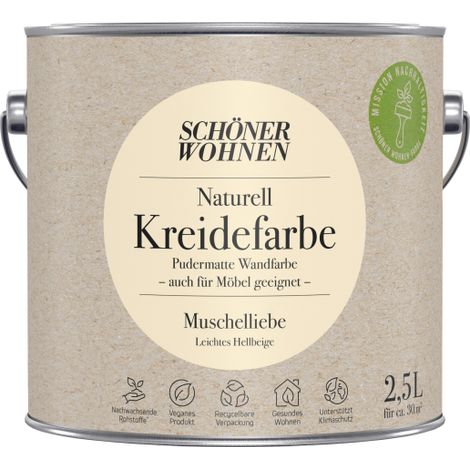 Schöner Wohnen Naturell Kreidefarbe 2,5 Ltr. Muschelliebe leichtes Hellbeige (1/5)