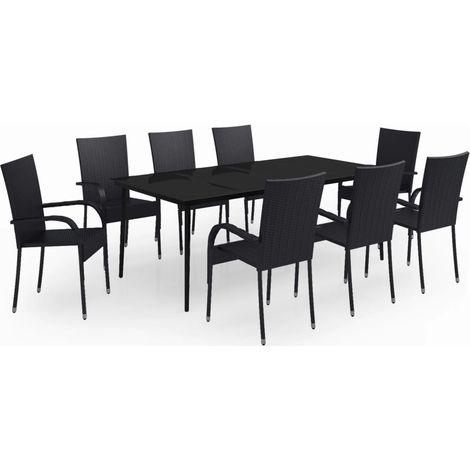 Garden Dining Set Black PE rattan Large Durable vidaXL (1/5)