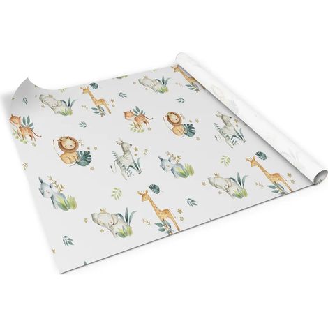 Animaux de safari – Film adhésif pour meubles – Film PVC adhésif pour meubles – Cuisine – Placards – Film de rénovation de meubles – Film décoratif pour meubles – 100 x 50 cm (1/5)