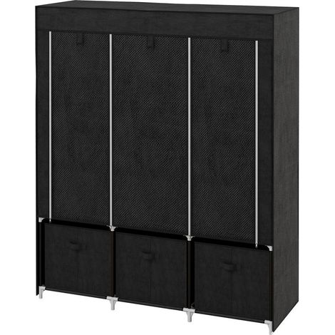 Cabinet of storage in fabric foldable with 5 shelves, 2 tringles and 3 drawers in fabric 125L x 43l x 162.5H cm (1/5)