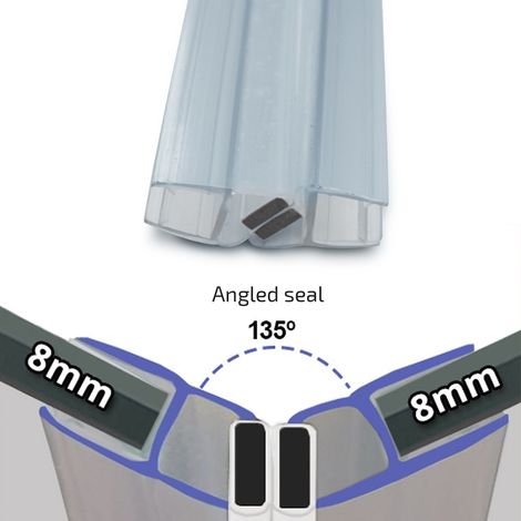 Clear 135° Magnetic Shower Enclosure Seal 8mm x 2000mm (1/5)