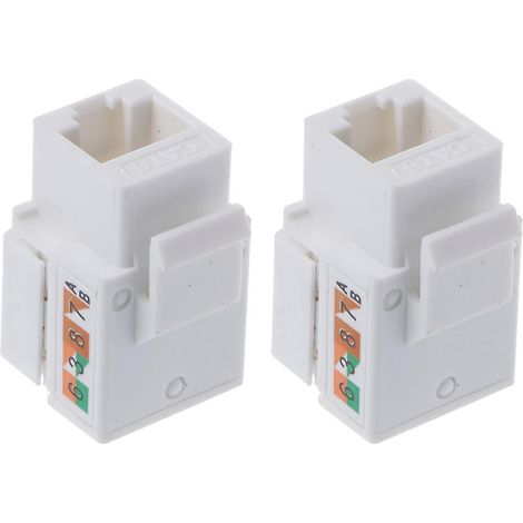 2 prises modulaires RJ45 Cat6, adaptateurs de prise modulaires à sertir, blanches (1/5)