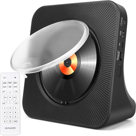 Haut-parleur intégré lecteur CD avec Bluetooth et télécommande - lecteur CD personnel de bureau avec entrée auxiliaire (1/5)