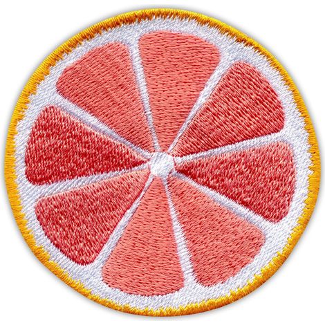 Aufnäher mit Grapefruitscheibe, 6 cm (2,4 Zoll) – zum Aufbügeln/Heißsiegeln – gestickter Aufnäher/Abzeichen/Emblem